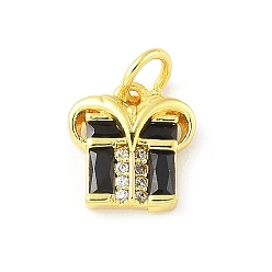 Черный Латунные микро проложить кубического циркония подвески, подарочные подвески, долговечный, без кадмия и без свинца, стойки покрытие, реальный 18 k позолоченный, с целью перехода в кольце, чёрные, 10.5x9.5x3 мм, отверстие : 3 мм
