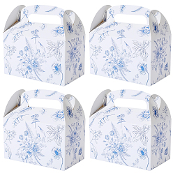 Королевский синий 12 шт. складные подарочные бумажные коробки для конфет с вырубной ручкой, для партии, свадьба, коробки для выпечки, прямоугольник с цветочным узором, королевский синий, 9.5x15.9x9.4 см, развернуть: 25.9x25.4x0.1 см