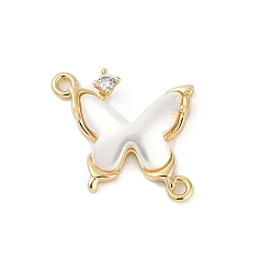 Настоящее золото 18K Латунные абс пластиковые соединители подвески, с микро проложить кубического циркония, без кадмия, без никеля и без свинца, бабочка, реальный 18 k позолоченный, 15.5x18.5x4.5 мм, отверстие: 1.2 и 1.4 мм