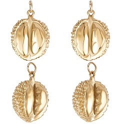 Настоящее золото 14K 4 шт. ионное покрытие (ip) 304 подвески из нержавеющей стали, с целью перехода в кольце, дуриан, реальный 14 k позолоченный, 17x13x9 мм, отверстие : 3 мм