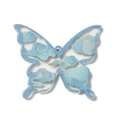Светло-Синий Печатные акриловые подвески, бабочка, голубой, 34x39.4x2.5 мм, отверстие : 1.6 мм