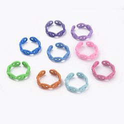 Mixed Color Spray Painted Brass Cuff Rings, Open Rings, Coffee Bean Chain, Mixed Color, US Size 6(16.5mm)