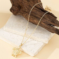 Turtle Летние пляжные ожерелья с подвесками из сплава для женщин, золотые, черепаха, 14.57 дюйм (37 см)