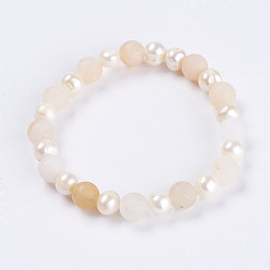 Авантюрин Естественно авантюрин стрейч браслеты, с жемчуг, 2-1/8 дюйм (53 мм), 1strand / коробка