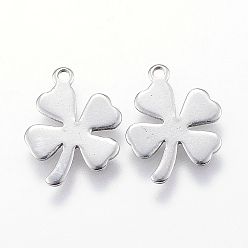 Stainless Steel Color Tarnish Resistant 201 Stainless Steel Pendants, Clover, Stainless Steel Color, 13.5x10x0.7mm, Hole: 1mm