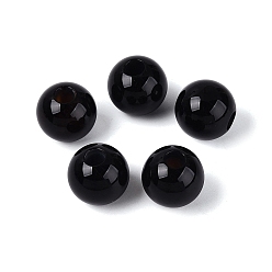 Black Onyx Natural Black Onyx European Beads, Smoooth Round, Dyed & Heated, Large Hole Beads, 16x14~15mm, Hole: 5~5.5mm