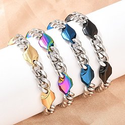 (52) Непрозрачная лаванда 304 браслеты из нержавеющей стали с кубинскими звеньями в форме ромба для мужчин и женщин, ручная полировка, ионное покрытие (ip), разноцветные, 8-1/8 дюйм (20.5 см)