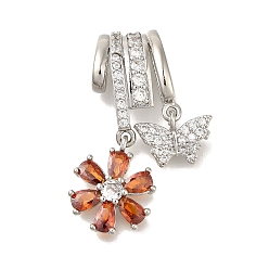 Платина Латунные микро проложить кубического циркония подвески, без кадмия, без никеля и без свинца, , платина, 31x20x6 мм, отверстие : 3 мм