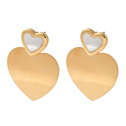 Настоящее золото 18K Женские серьги-гвоздики из нержавеющей стали, с оболочкой, сердце, реальный 18 k позолоченный, 37.5x30 мм
