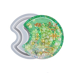 Белый Пищевые силиконовые формы в форме двойной луны своими руками, зыбучие формы, формы для литья смолы, для уф-смолы, изготовление изделий из эпоксидной смолы, белые, 56x51x12 мм, внутренний диаметр: 49x44 мм