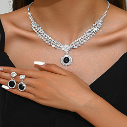 Реактивный Самолет Овальные латунные подвески-ожерелья со стразами и комплекты серег-гвоздиков, струя, ожерелья: 13.39 дюйм(340мм); серьги: 35x15мм