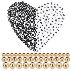 (52) Непрозрачная лаванда DIY детские подарочные наборы для изготовления эластичных браслетов, Включает латунные распорные бусины, акриловые бусины с буквами и эластичная хрустальная нить, разноцветные, бусины: 500 шт. / набор