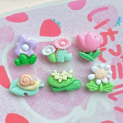 (52) Непрозрачная лаванда Непрозрачные кабошоны из смолы, цветок и улитка, разноцветные, 10~15x10.5~16x5~7 мм