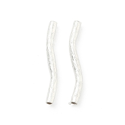 Посеребрённый Латунные волнистые трубчатые бусины, долговечный, без свинца и без кадмия, стойки покрытие, 925 серебро покрытием, 19x2 мм, отверстие : 1.2 мм