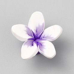 Темно-Фиолетовый Бусины из полимерной глины , цветок, темно-фиолетовый, 5~6x17.5~18x17.5~18 мм, отверстие : 1 мм