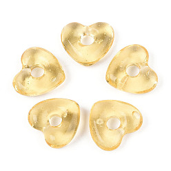 Светло-хаки Бусины лэмпворк , сердце, светлый хаки, 13.5~14x15x4.5~5 мм, отверстие : 3.8 мм