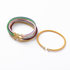 Mixed Color Braided Carbon Steel Wire Bracelet Making, with Golden Plated Brass End Caps, Mixed Color, 0.25cm, Inner Diameter: 2-3/8 inch(6.1cm)
