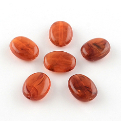 Шоколадный Овальной имитация драгоценных камней акриловые бусины, цвет шоколада, 19x15x7 мм, Отверстие : 2 мм , около 330 шт / 500 г