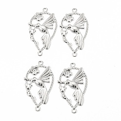Серебро 304 соединительные звенья нержавеющие, слеза с птицей, серебряные, 33.5x18.5x1.5 мм, отверстие : 1.6 мм