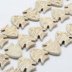 Магнезит Бусины из синтетического магнезита, рыба, 26x22.5x5.5 мм, отверстие : 1 мм, около 18 шт / нитка, 13 пряди / 1000 г, 14.9 дюйм