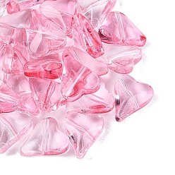 Hot Pink Transparent Glass Beads, Heart, Dyed & Hearted, Hot Pink, 12x10x5~5.5mm, Hole: 1~1.2mm, about 1587pcs/1000g
