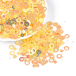 Золотистый Орнамент аксессуары диск пластиковые бусины блестка, блестки бисер, пончик, золотые, 6x0.2 мм, отверстие : 4 мм, Около 30000 шт / 500 г