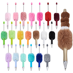 (52) Непрозрачная лаванда 20шт. 20 цветные пластиковые ручки с бусинами, шариковая ручка, с плюшевым помпоном, для индивидуальной ручки с ювелирными бусинами, разноцветные, 144x34 мм, 1 шт / цвет