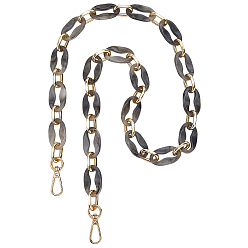 Серый Цепочки для сумочек из овальных смоляных звеньев, Сплав с застежками, для аксессуаров для замены сумок, золотой свет, серые, 874 мм