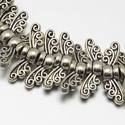 Antique Silver Tibetan Style Wing Alloy Bead Strands, Lead Free, Antique Silver, 4.5x14x3.5mm, Hole: 2mm, about 59pcs/strand, 8 inch