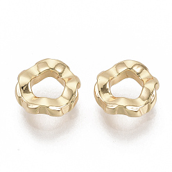 Real 18K Gold Plated Brass Linking Rings, Nickel Free, Real 18K Gold Plated, Hammered, 7.5x2.5mm, Inner Diameter: 3.5mm