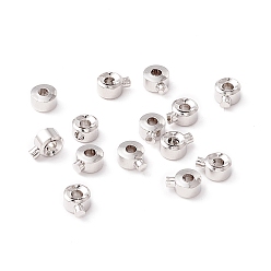Platine Perles à écraser en laiton , plaqué longue durée, colonne, platine, 0.4x0.3x0.2 cm, Trou: 1mm