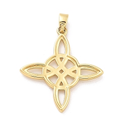 Настоящее золото 18K Стойки обшивки латунные подвески, без кадмия и без свинца, долговечный, узел, реальный 18 k позолоченный, 33x30x2 мм, отверстие : 6x3 мм