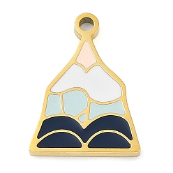Разноцветный 304 подвески из нержавеющей стали, с эмалью, горное очарование, золотые, красочный, 17.5x13x1.6 мм, отверстие : 1.6 мм