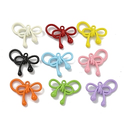 (52) Непрозрачная лаванда Подвески из сплава аэрозольной краски, без свинца и без кадмия, бантом прелести, разноцветные, 19x21x4.5 мм, отверстие : 1.2 мм
