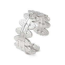 Stainless Steel Color Oval 304 Stainless Steel Cuff Open Ring Setting, with Loop, Stainless Steel Color, 9mm, Hole: 2.5x2mm, 18mm