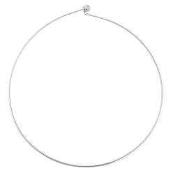 Серебро Латуни ожерелье делая, жесткие ожерелья, серебряный цвет гальваническим, Размер: ожерелье: около 145 mm внутреннего диаметра, провода: около 1.3 mm