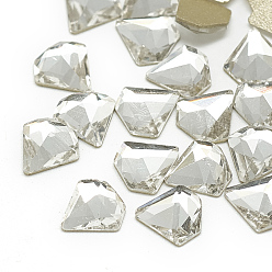 Crystal DIY Flat Back K9 Glass Rhinestone Cabochons, Random Color Back Plated, Faceted, Diamond, Crystal, 7x7x3mm