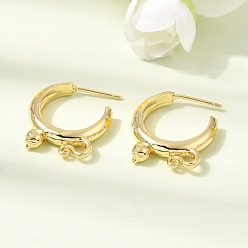 Coloré Boucles d'oreille en laiton émaillé, forme de chat, boucles d'oreilles demi-créoles, sans plomb et sans cadmium, crémaillère plaquage, plaqué longue durée, réel 18 k plaqué or, colorées, 21.5x18~18.5x4mm