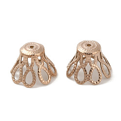 Розовое Золото 304 из нержавеющей стали шарик крышки, цветок, розовое золото , 10x6 мм, отверстие : 0.9 мм