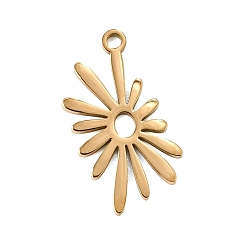 Golden 201 Edelstahl Anhänger, Blume Reize, golden, 20.5x12.5x1 mm, Bohrung: 1.5 mm