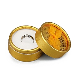 Золотистый Круглые картонные коробки для хранения колец, Шкатулка для украшений с бантом и белой губкой внутри, для хранения колец, золотые, 5.5x3.5 см, 30 шт / комплект