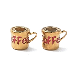 Chapado en Oro Real 18K 304 colgantes de esmalte de acero inoxidable, encantos de la taza de café, revestimiento de iones (ip), real 18 k chapado en oro, 13x10x9.5 mm, agujero: 4x2.5 mm