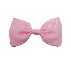 Бледно-Розовый Grosgrain bowknot аллигаторные зажимы для волос, С железными аллигаторами, розовый жемчуг, 80 мм