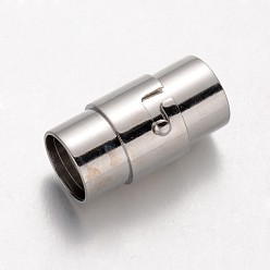 Platinum Column Brass Locking Tube Magnetic Clasps, Platinum, 15.5x7mm, Hole: 5mm