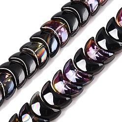 Черный Стеклянные бусины с гальваническим покрытием , луна, чёрные, 9x14x7 мм, отверстие : 0.9 мм, около 99~101 шт / нитка, 35.08~36.36'' (89.1~90.9 см)