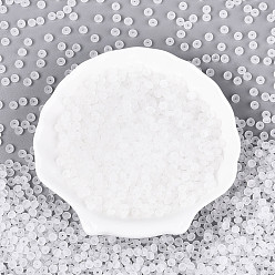 Белый Дым Прозрачные матовые цветные стеклянные бусины, пончик, серый, 4.1x2.2~2.8 мм, отверстие : 1~1.2 мм, Около 9000 шт / фунт