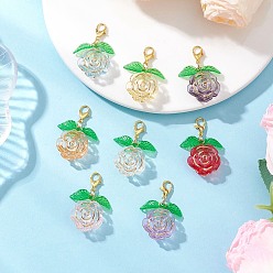 (52) Непрозрачная лаванда 8шт. акриловые подвесные украшения в виде камелий, с цинковым сплавом застежками омаров коготь, разноцветные, 37.5 мм