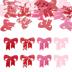 Mixed Color 24Pcs 4 Colors Sequins Acrylic Wine Glass Charms, Goblet Marker, Bowknot, Mixed Color, 35.5~36x40x2~2.5mm, 6pcs/color