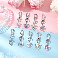 (52) Непрозрачная лаванда Подвеска из искусственного лунного камня ангела, с сплава шарнирного когтя омара застежками, разноцветные, 52 мм, 9 шт / комплект