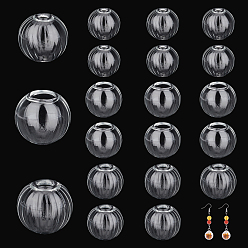 Clear 18Pcs 3 Style Round Mechanized Blown Glass Beads, Grooved, Clear, 16~20.8x15.5~19.5mm, Hole: 4~9mm, 6pcs/style